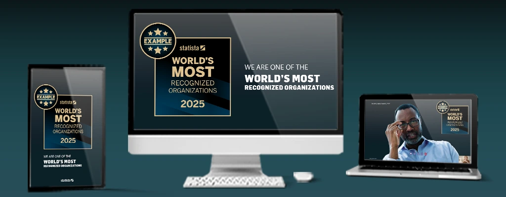 Award logo showcased across different devices as part of media kit.