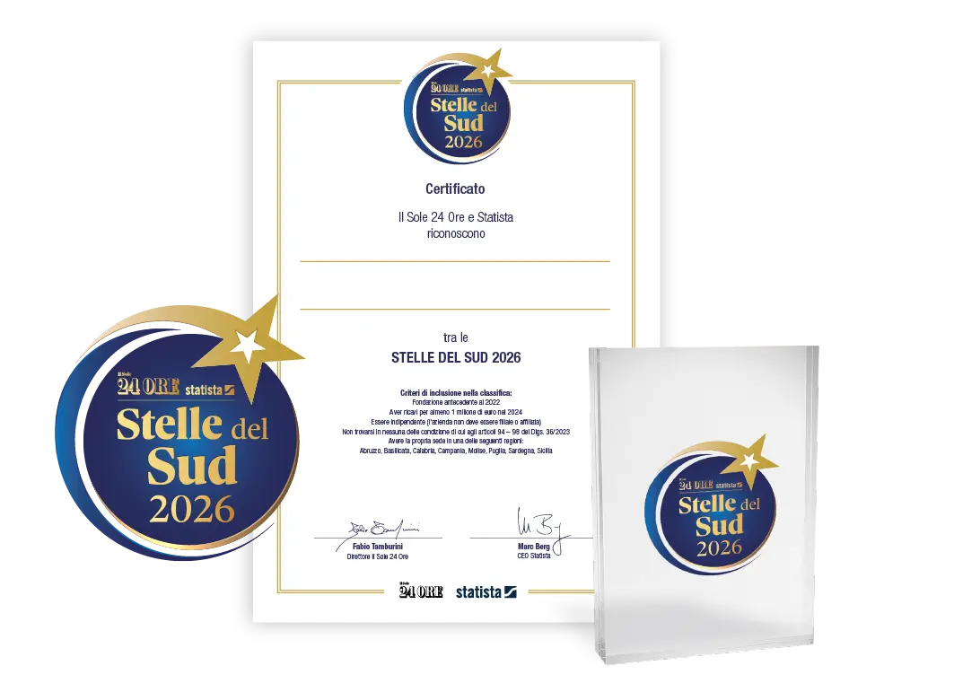Statista and Il Sole 24 Ore logo, certificate and trophy mockup for Stelle del Sud 2026.