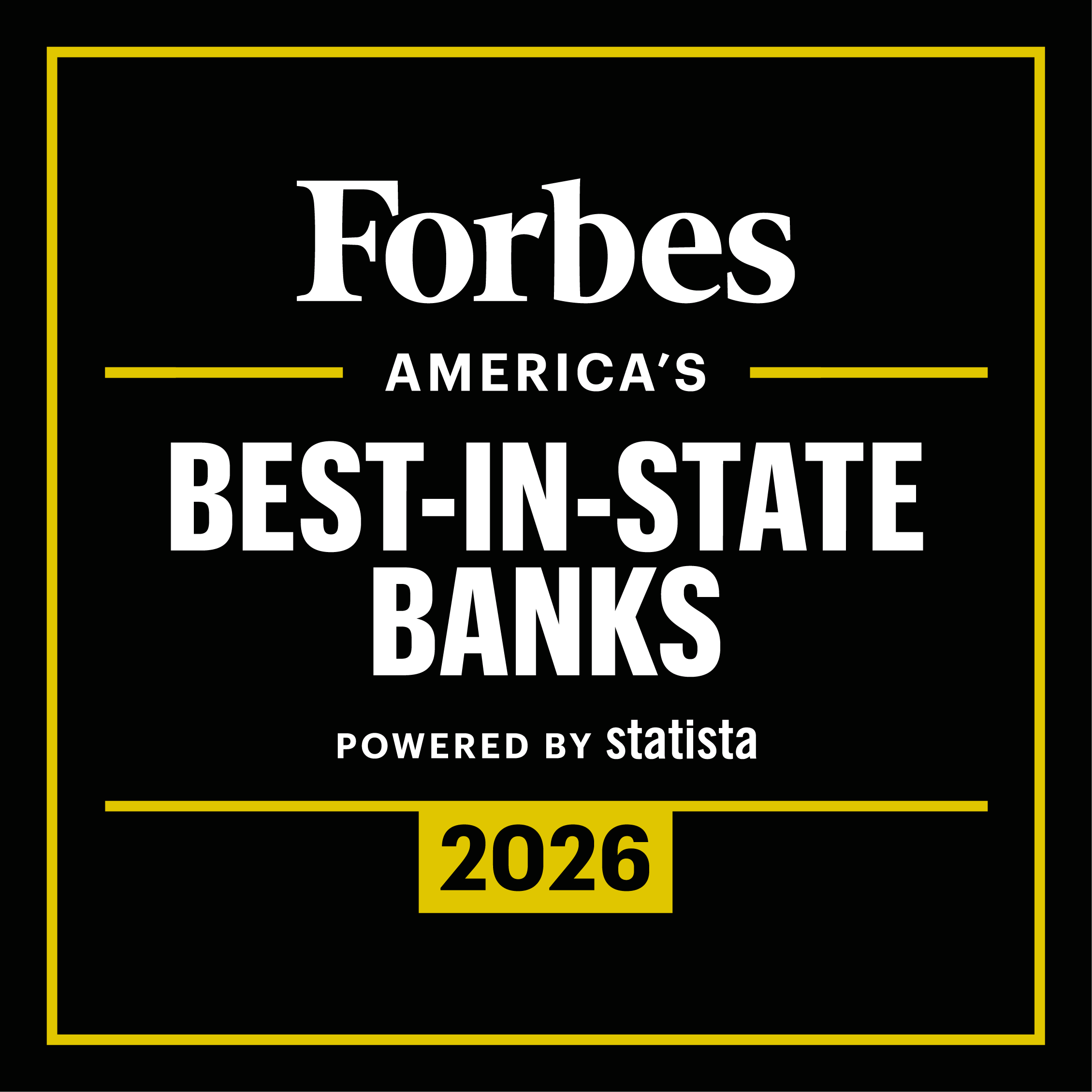 Statista and Forbes logo for America's Best-In-State Banks 2026 ranking.