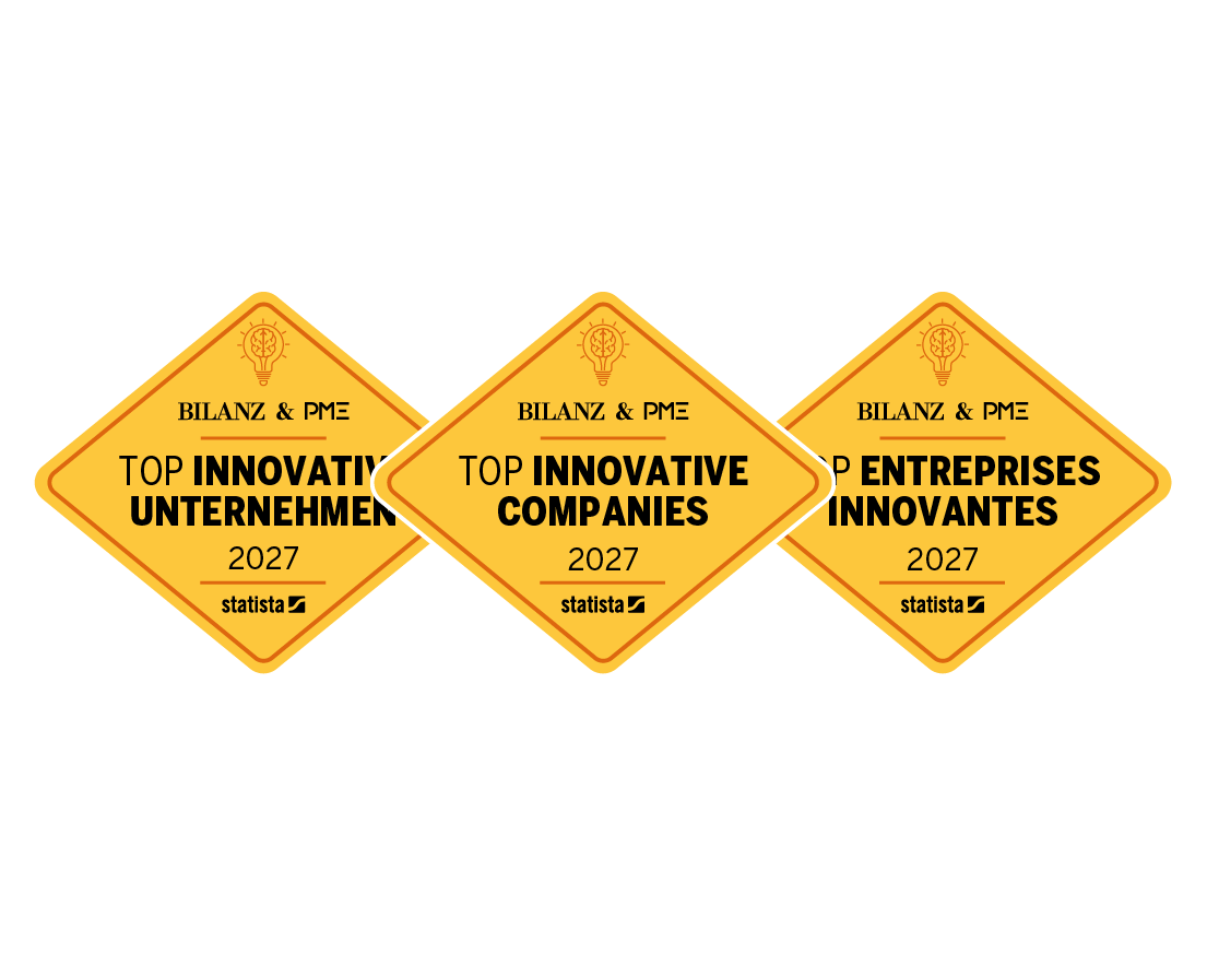 Statista, BILANZ and PME logos for Switzerland's Top Innovative Companies 2027 ranking.