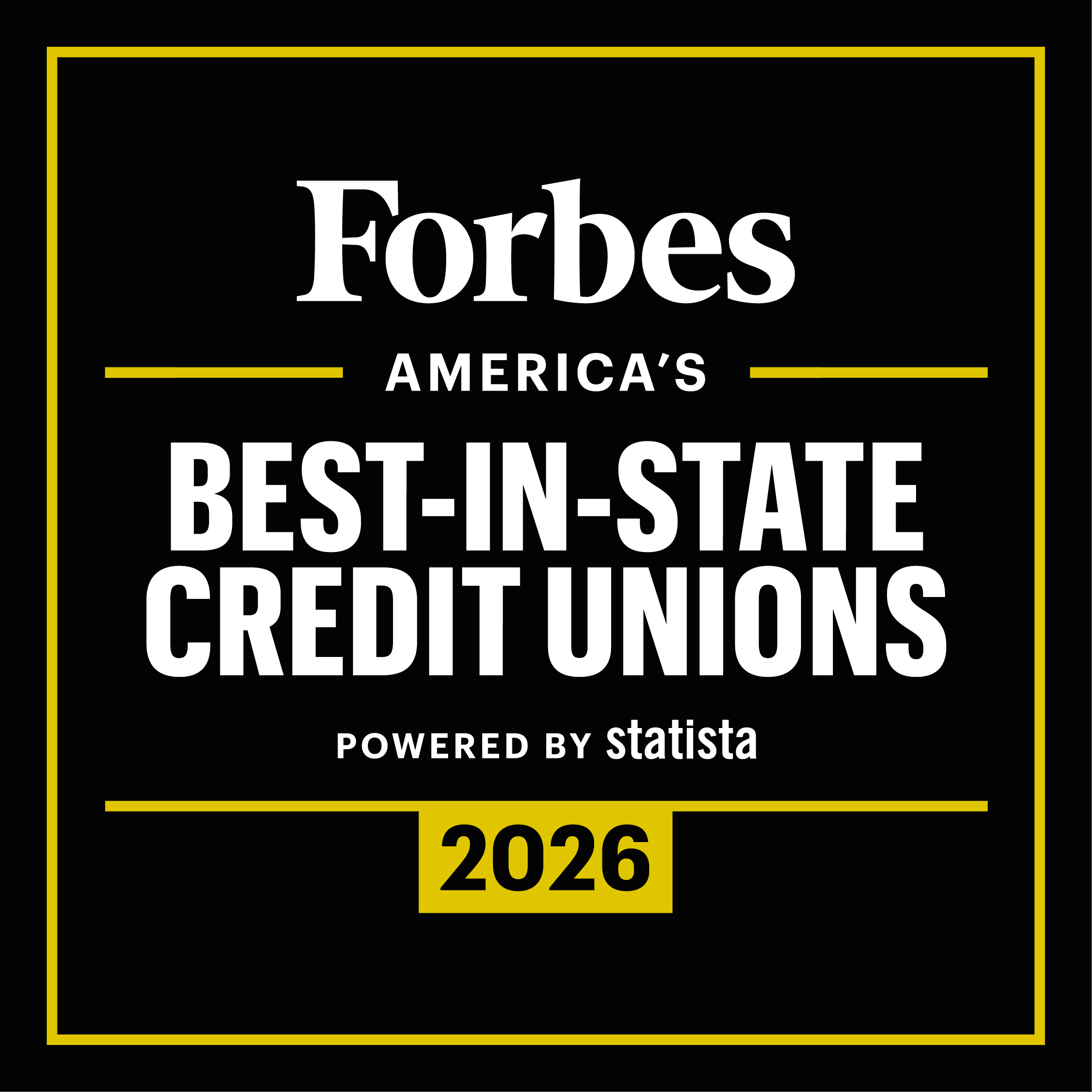 Statista and Forbes logo for America's Best-In-State Credit Unions 2026 ranking.